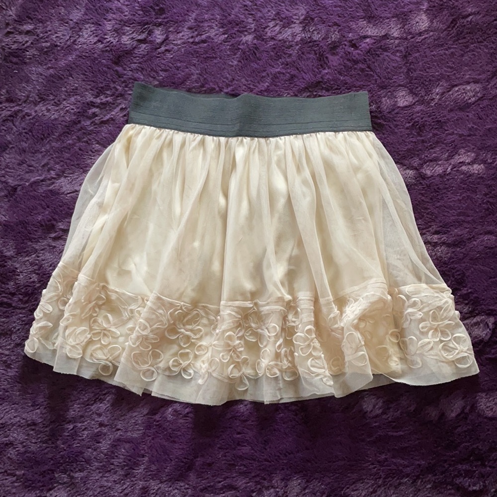 Wet Seal Beige Tulle Skater Skirt
